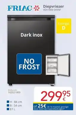Eldi Diepvriezer VDV1800 DIXNF aanbieding