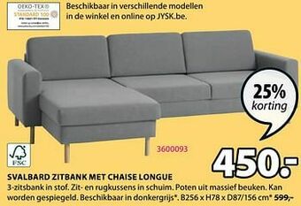 Jysk Svalbard zitbank met chaise longue aanbieding