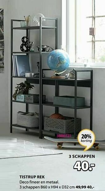 Jysk Tistrup rek 3 schappen aanbieding