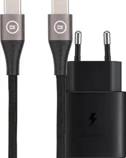Coolblue Samsung Super Fast Charging Oplader 25W + BlueBuilt Usb C naar Usb C Kabel 1,5m Nylon aanbieding