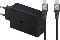Coolblue Samsung Chargeur avec 3 Ports USB 65W Noir + Câble USB-C Nylon Noir 1,5m aanbieding