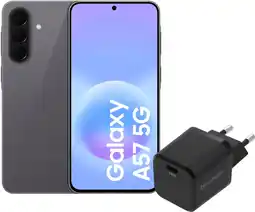 Coolblue Samsung Galaxy A57 128GB Grijs 5G + BlueBuilt Oplader met Usb C Poort 45W Zwart aanbieding