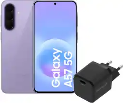 Coolblue Samsung Galaxy A57 128GB Paars 5G + BlueBuilt Oplader met Usb C Poort 45W Zwart aanbieding