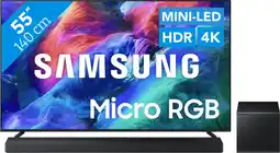 Coolblue Samsung Micro RGB 55 R85H (2026) + Samsung HW-QS700F (2025) aanbieding