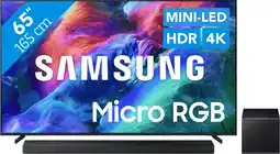 Coolblue Samsung Micro RGB 65 R85H (2026) + Samsung HW-QS700F (2025) aanbieding