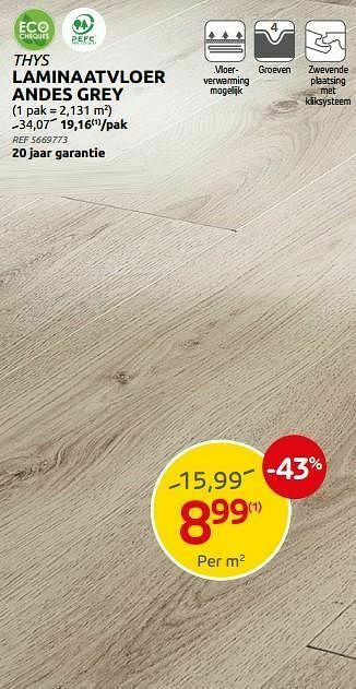 Brico Laminaatvloer andes grey aanbieding