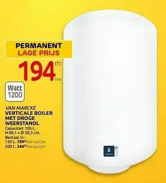 Brico Verticale boiler met droge weerstandl aanbieding