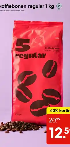 HEMA koffiebonen regular aanbieding