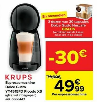 Carrefour Krups espressomachine dolce gusto yy4515fd piccolo xs aanbieding