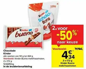 Carrefour Kinder bueno melk-hazelnoten aanbieding