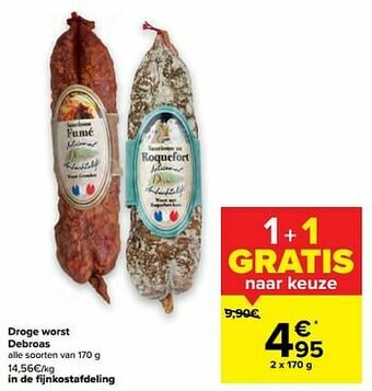 Carrefour Droge worst debroas aanbieding