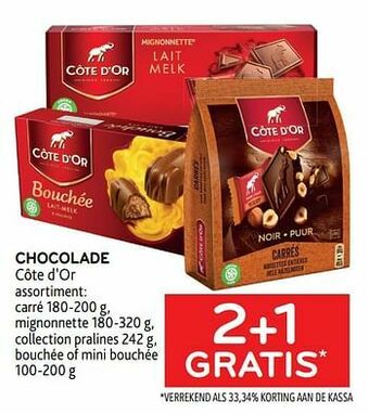 Alvo Chocolade côte d’or 2+1 gratis aanbieding