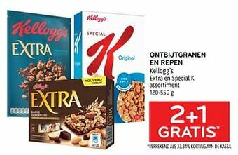 Alvo Ontbijtgranen en repen kellogg’s 2+1 gratis aanbieding