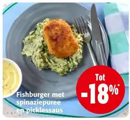 Colruyt Fishburger met spinaziepuree en picklessaus aanbieding