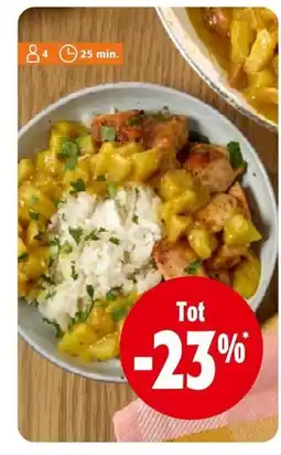 Colruyt Curry met kip en rijst aanbieding
