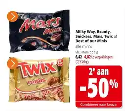 Colruyt Milky Way Bounty Snickers Mars Twix of Best of our Minis aanbieding