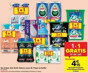 Carrefour Set luchtverfrissers ochtenddauw febreze aanbieding