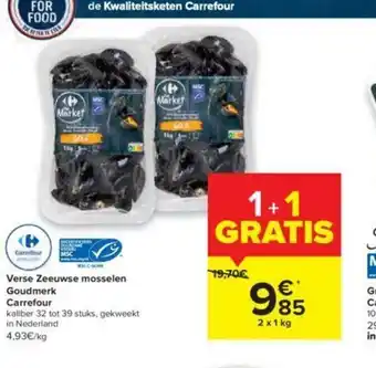 Carrefour Verse Zeeuwse mosselen Goudmerk Carrefour 2 x1 kg aanbieding
