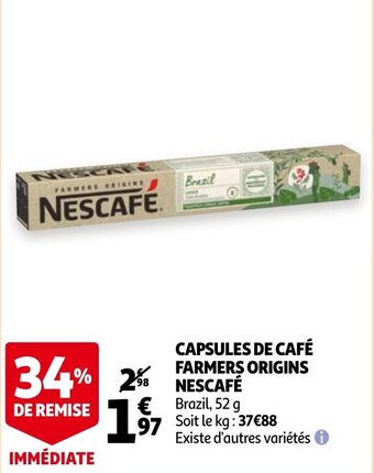 Auchan Nescafe Capsules De Cafe Farmers Origins aanbieding