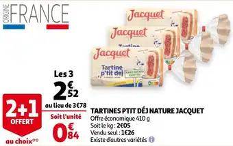 Auchan Tartines Ptit Dej Nature Jacquet aanbieding