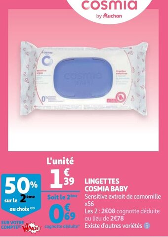 Auchan Lingettes Cosmia Baby aanbieding