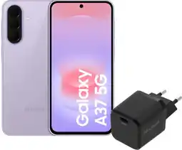 Coolblue Samsung Galaxy A37 128GB Roze 5G + BlueBuilt Oplader met Usb C Poort 45W Zwart aanbieding