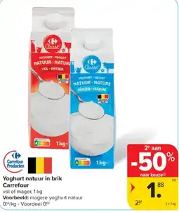 Carrefour Yoghurt natuur in brik aanbieding