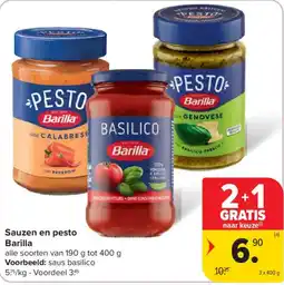 Carrefour Sauzen en pesto Barilla aanbieding