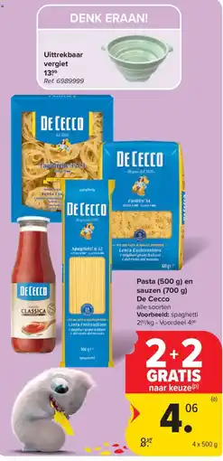 Carrefour Pasta en sauzen De Cecco aanbieding