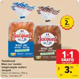 Carrefour Toastbrood Maxi Jac' zonder toegevoegde suikers aanbieding