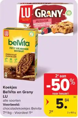 Carrefour Koekjes BelVita en Grany LU aanbieding
