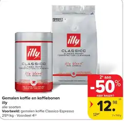 Carrefour Gemalen koffie en koffiebonen illy aanbieding