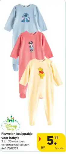 Carrefour Fluwelen kruippakje voor baby's aanbieding