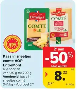 Carrefour Kaas in sneetjes comté AOP aanbieding