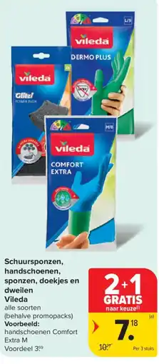 Carrefour Schuursponzen, handschoenen, sponzen, doekjes en dweilen Vileda aanbieding
