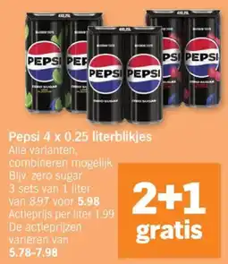Albert Heijn Pepsi 4 x 0.25 literblikjes aanbieding
