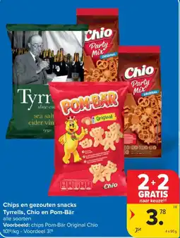 Carrefour Chips en gezouten snacks Tyrrells, Chio en Pom-Bär aanbieding
