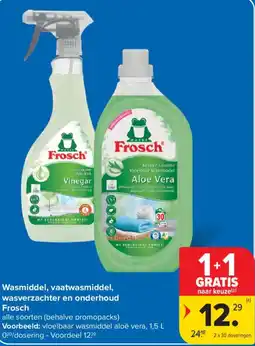 Carrefour Wasmiddel, vaatwasmiddel, wasverzachter en onderhoud Frosch aanbieding