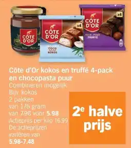 Albert Heijn Côte d'Or kokos en truffé 4-pack aanbieding