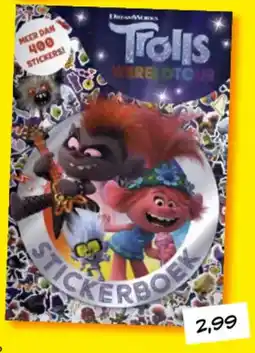 Boekenvoordeel Trolls wereldtour stickerboek aanbieding