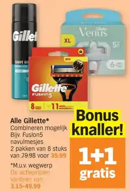 Albert Heijn Gillette Fusion 5 navulmesjes aanbieding