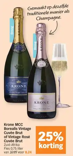 Albert Heijn Krone MCC Borealis Vintage Cuvée Brut of Vintage Rosé Cuvée Brut aanbieding