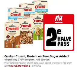 Jumbo Quaker Cruesli Protein en Zero Sugar Added aanbieding
