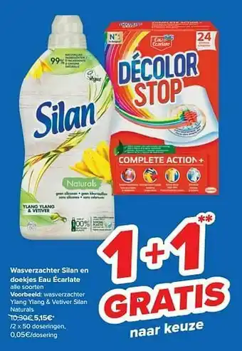 Carrefour Wasverzachter ylang ylang + vetiver silan naturals aanbieding
