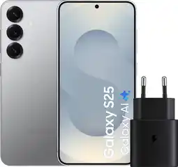Coolblue Samsung Galaxy S25 128GB Zilver 5G + Samsung Oplader 25 Watt Zwart aanbieding