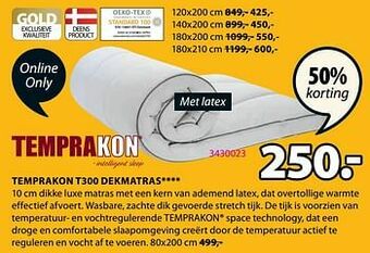 Jysk Temprakon t300 dekmatras aanbieding