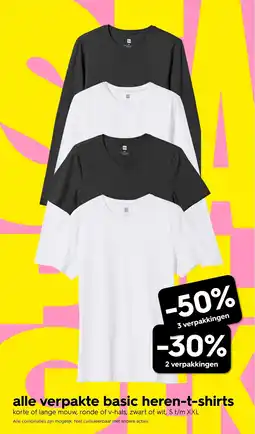 HEMA alle verpakte basic heren-t-shirts aanbieding