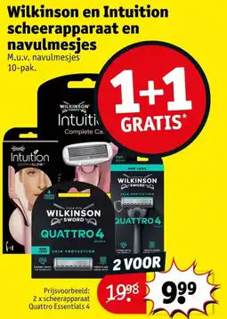 Kruidvat Wilkinson en Intuition scheerapparaat en navulmesjes aanbieding