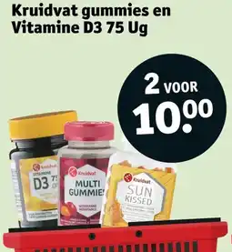 Kruidvat Kruidvat gummies en Vitamine D3 75 Ug aanbieding