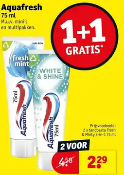 Kruidvat Aquafresh tandpasta aanbieding